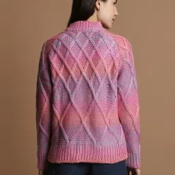 Allen Solly Pink Crochet Pattern Sweater image 2