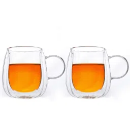 Femora Transparent Borosilicate Double Wall Coffee Cup - Set of 2 (250ml) image 2