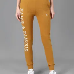 Kotty Yellow & White Printed Mid Rise Trackpants image 1