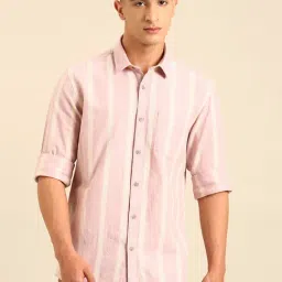 Cavallo by Linen Club Pink Linen Slim Fit Casual Shirt-image-50