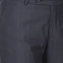 Arrow Navy Blue Regular Fit Checks Trousers image 4