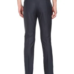 Arrow Navy Blue Regular Fit Checks Trousers image 2