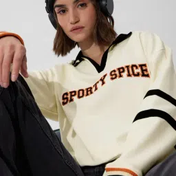 The Souled Store Off White Oversized Embroidery Sweatshirt-image-90