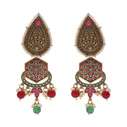 Priyaasi Shape Matte Temple Dangler Earrings image 2