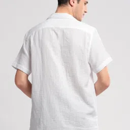 showoffff Showoff White Cotton Slim Fit Self Pattern Shirt image 2
