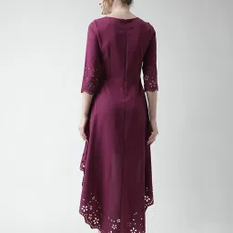 KASSUALLY Purple Self Design High-low Dress image 2