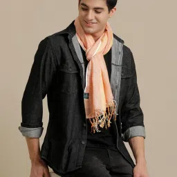 Linen Club Orange Pure Linen Stole image 2