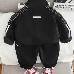 Little Surprise Box Unisex Black Striped Tracksuit image 2