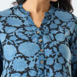 Rangmanch By Pantaloons Blue Regular Fit Floral Print Kurta image 5
