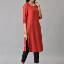 Aurelia Red Straight Kurta image 4