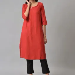 Aurelia Red Straight Kurta image 5