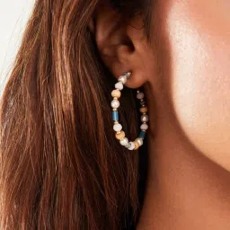 Accessorize London Green Beaded Hoop Earrings image 2