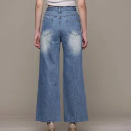 Label Ritu Kumar Denim Blue Drift Distressed Jeans image 2