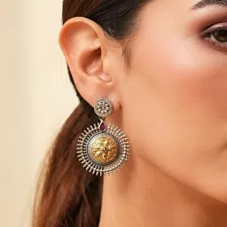 Biba Oxidised Gold Brass Dangler Earrings for Women image 2