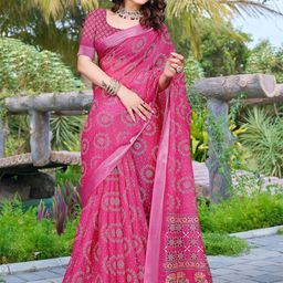 Anouk Bandhani Zari Linen Blend Saree-picture-3