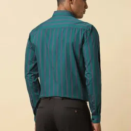 Allen Solly Green Cotton Slim Fit Striped Shirt image 2