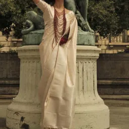 Elora Cream Woven Saree With Unstitched Blouse image 2