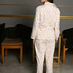 Odette Off White Printed Night Suit Set image 2