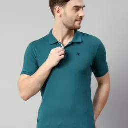 Cantabil Teal Regular Fit Polo T-Shirt-image-6
