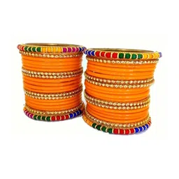 TRIOXY Orange Glass Artificial Stones & Beads Bangle image 3