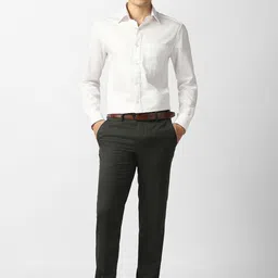Van Heusen Men Textured Slim Fit Mid-Rise Flat-Front Formal Trousers image 4