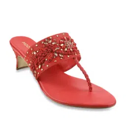 Mochi Women's Red T-Strap Sandals-image-9