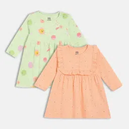 Miniklub Girls Multicolor Knitted Regular Fit Printed Dress - Pack of 2-image-83