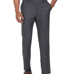 Arrow Dark Grey Regular Fit Self Pattern Trousers image 1