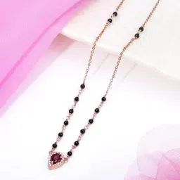 Zavya 925 Sterling Silver Blushing Vows Rose Princess Mangalsutra For Women-image-97