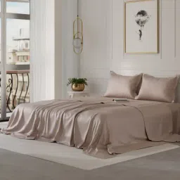 Stoa Paris Date Night Champagne Polyester 300 TC King Bedsheet with 2 Pillow Covers-picture-18