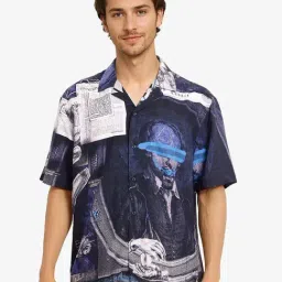 Rare Rabbit Black Boxy Fit Abstract Shirt-picture-47