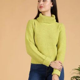 kotty Green Solid Full Sleeves Sweater-picture-49