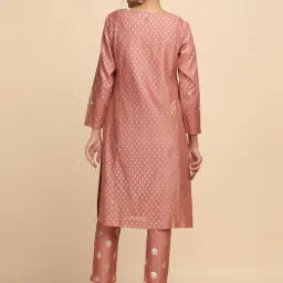 Folksong By W Pink Cotton Embroidered A Line Kurta image 2