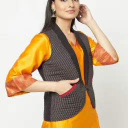 Fabindia Black Cotton Embroidered Jacket image 2