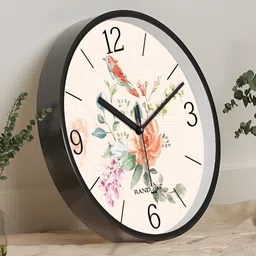 RANDOM Cream-Coloured & Pink Printed Contemporary Wall Clock image 2