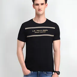 U.S. Polo Assn. Denim Co. Men Solid Round Neck Cotton Slim Fit T-Shirt image 1