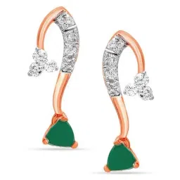 Mia By Tanishq Nature's Finest 14k Gold Garden Glimmer Green Onyx Stud Earrings-picture-10