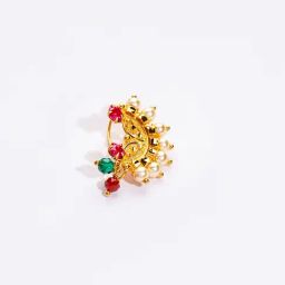 P.N.Gadgil Jewellers 14k Gold Maharashtrian Naavya Moti Nosering For Women-picture-19