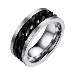 MEENAZ Men Set Of 2 Silver-Plated Band Finger Rings image 4