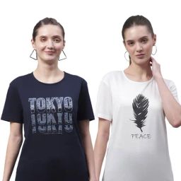 Vimal Jonney White & Navy Cotton Printed T-Shirt - Pack Of 2-picture-16