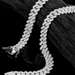 Safisha Unisex Silver-Plated Cubic Zirconia Studded Minimal Chain image 2