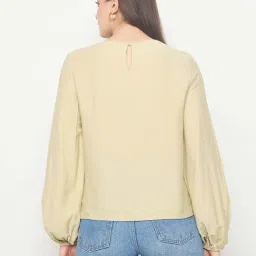 Madame Lemon Green Regular Fit Self Pattern Top image 2