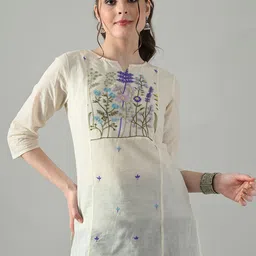 Myshka Women Ethnic Motifs Embroidered Thread Work Pure Cotton Kurti-image-10