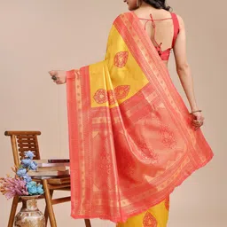 Mitera Ethnic Motifs Printed Zari Banarasi Saree image 4