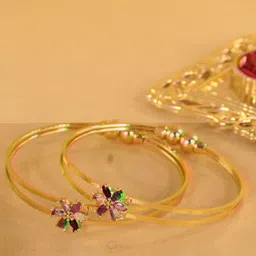 STYOLLO Gold-Plated Artificial Stones Studded Kada Bracelet-picture-26