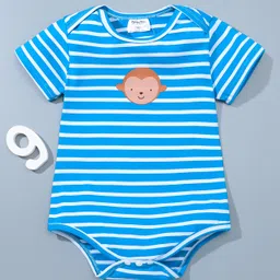 Kookie Kids Short Sleeves Striped Onesie Monkey Print - Blue-picture-18