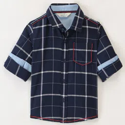 INFINITY Full Sleeves Checked Shirt - Navy-picture-10