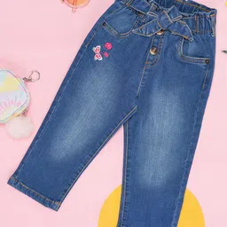 Pantaloons Baby Floral & Butterfly Embroidered Jeans - Blue-picture-20