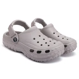 BERSACHE Solid Perforated Slip On Clogs - Grey-picture-20