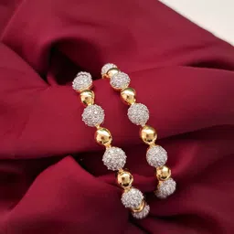 Zevarly Set Of 2 Gold-Plated CZ Studded Bangles-picture-44